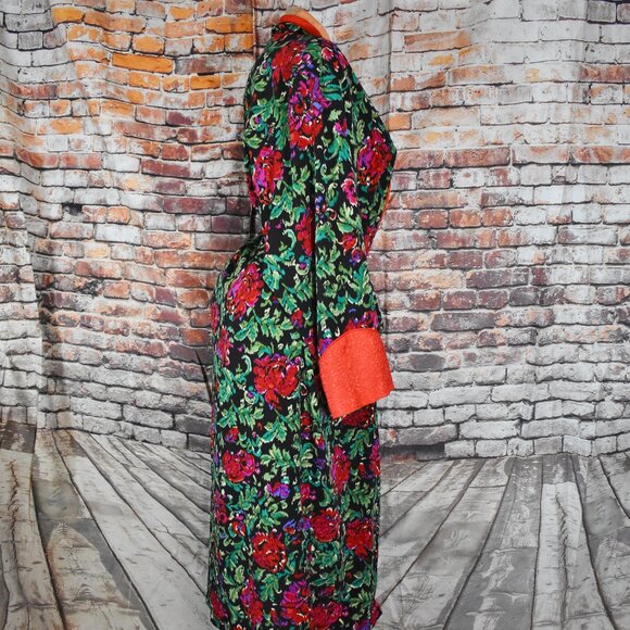 Victorias Secret Medium Gold Label Floral Satin Full Length Robe Pockets Belt - Picture 5 of 12